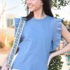 Tops ENGLISH FACTORY | Count Me In Top-Dusty Blue