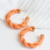 Accessories Dear Stella Boutique | Raffia And Wire Twisted Hoop Earrings -Orange