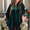 Tops DAY + MOON | Dreaming Of You Velvet Top -Forest