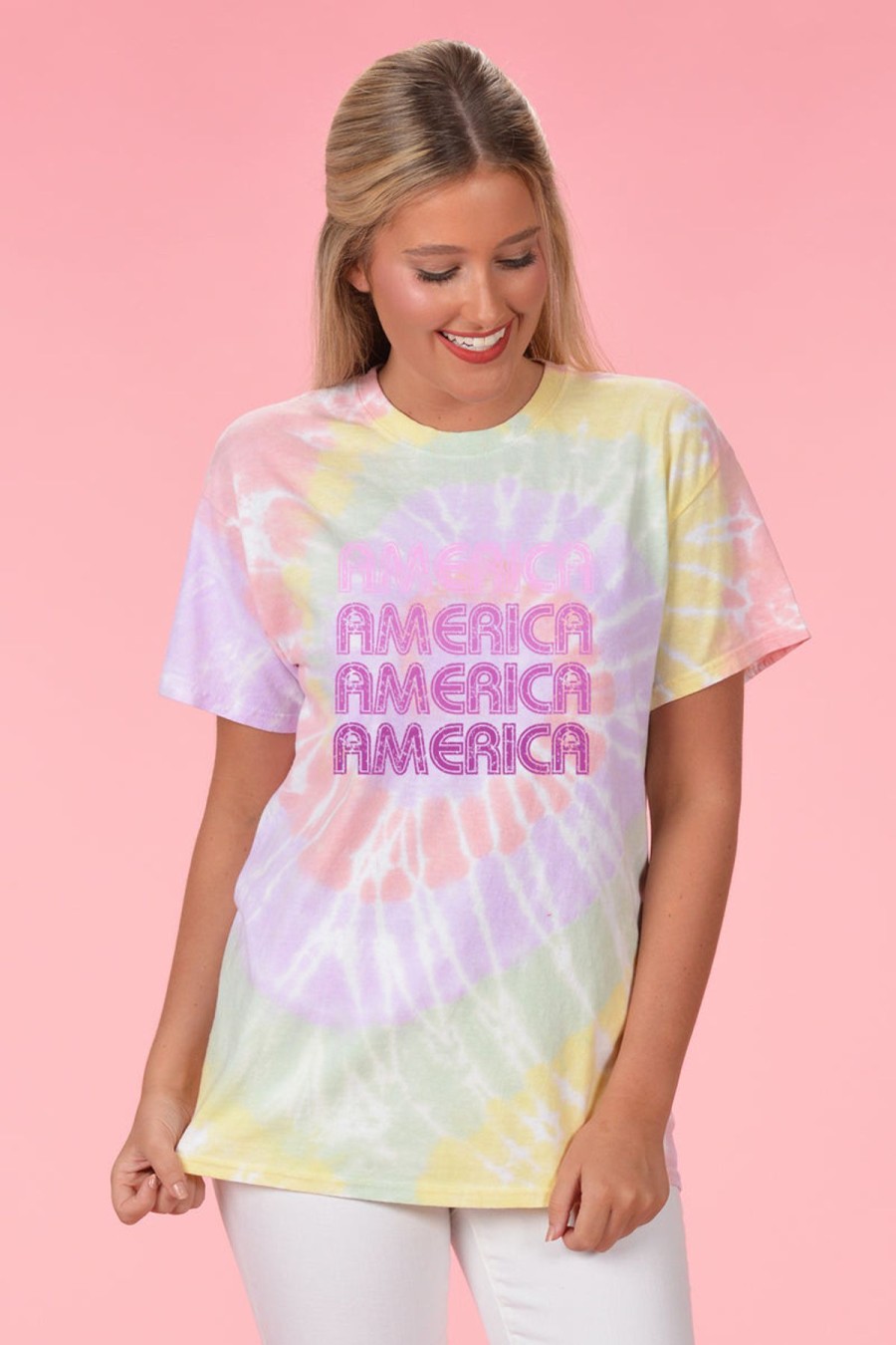 Tops Dear Stella Boutique | America Graphic Tee - Tie Dye