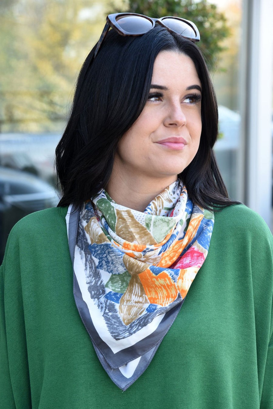 Accessories Dear Stella Boutique | Green Leaf Print Bandana Scarf