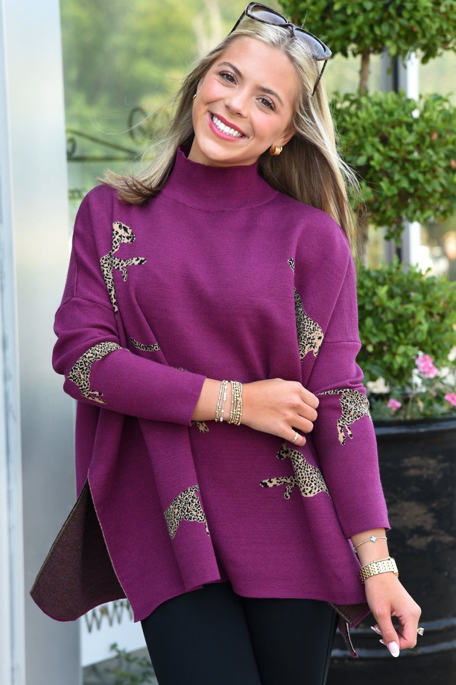 Tops ENTRO | On The Prowl Sweater -Plum